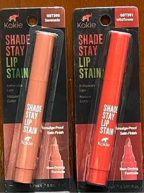 Kokie Shade Stay Lip Stain - Serenade & Wildflower. Bundle of 2